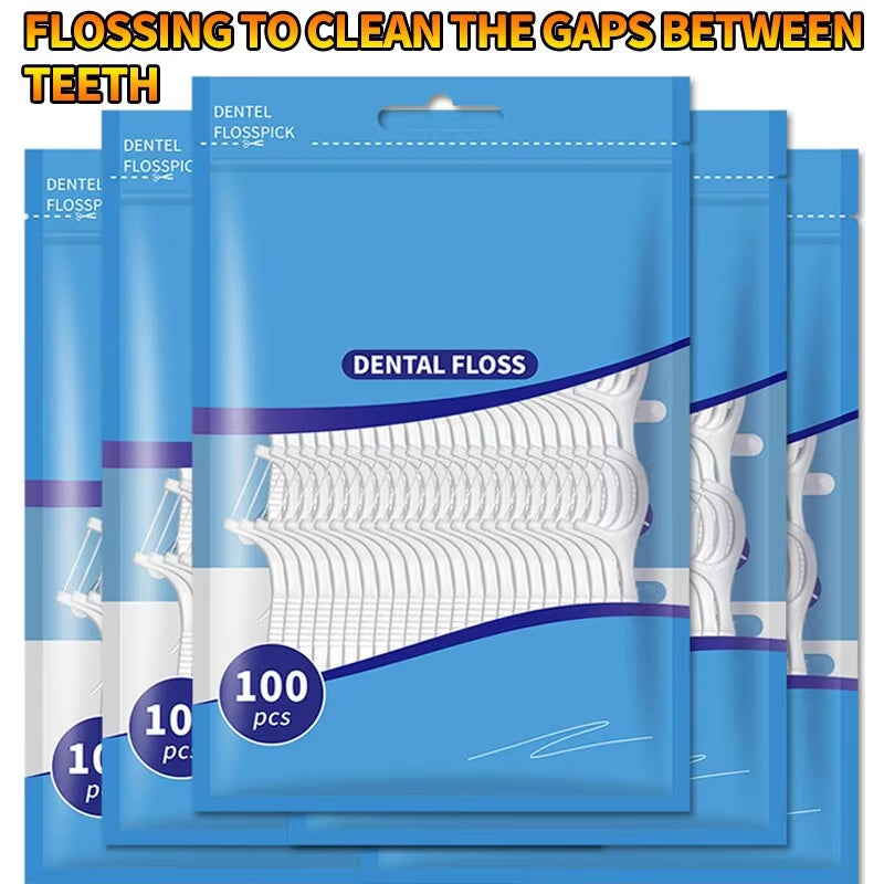200Pcs Dental Floss and Plastic Toothpicks for One-Time Cleaning of Dental Gaps-Oral Care