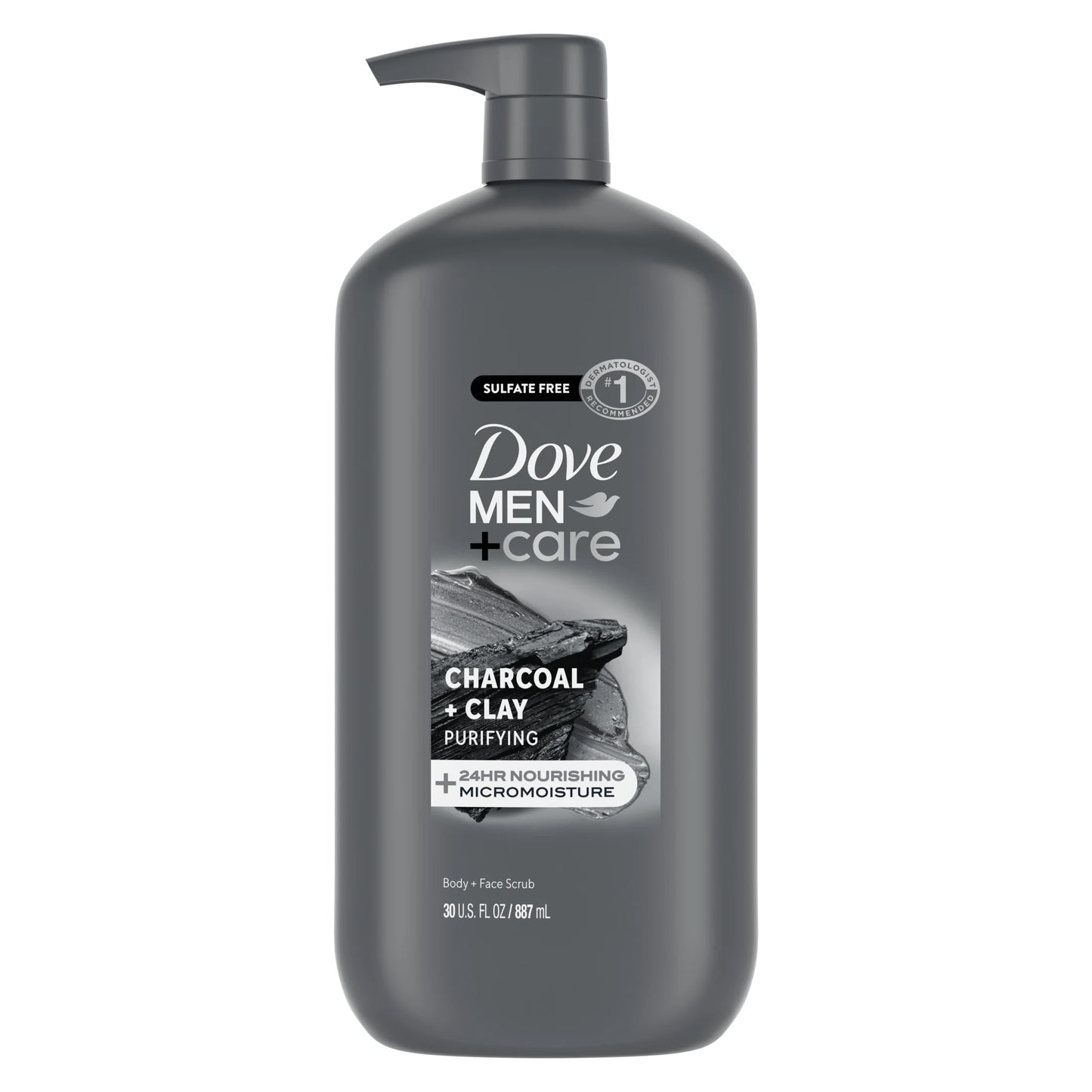 (4 Pack)  Purifying Hydrating Face & Body Wash for Men Charcoal & Clay, 30 Oz