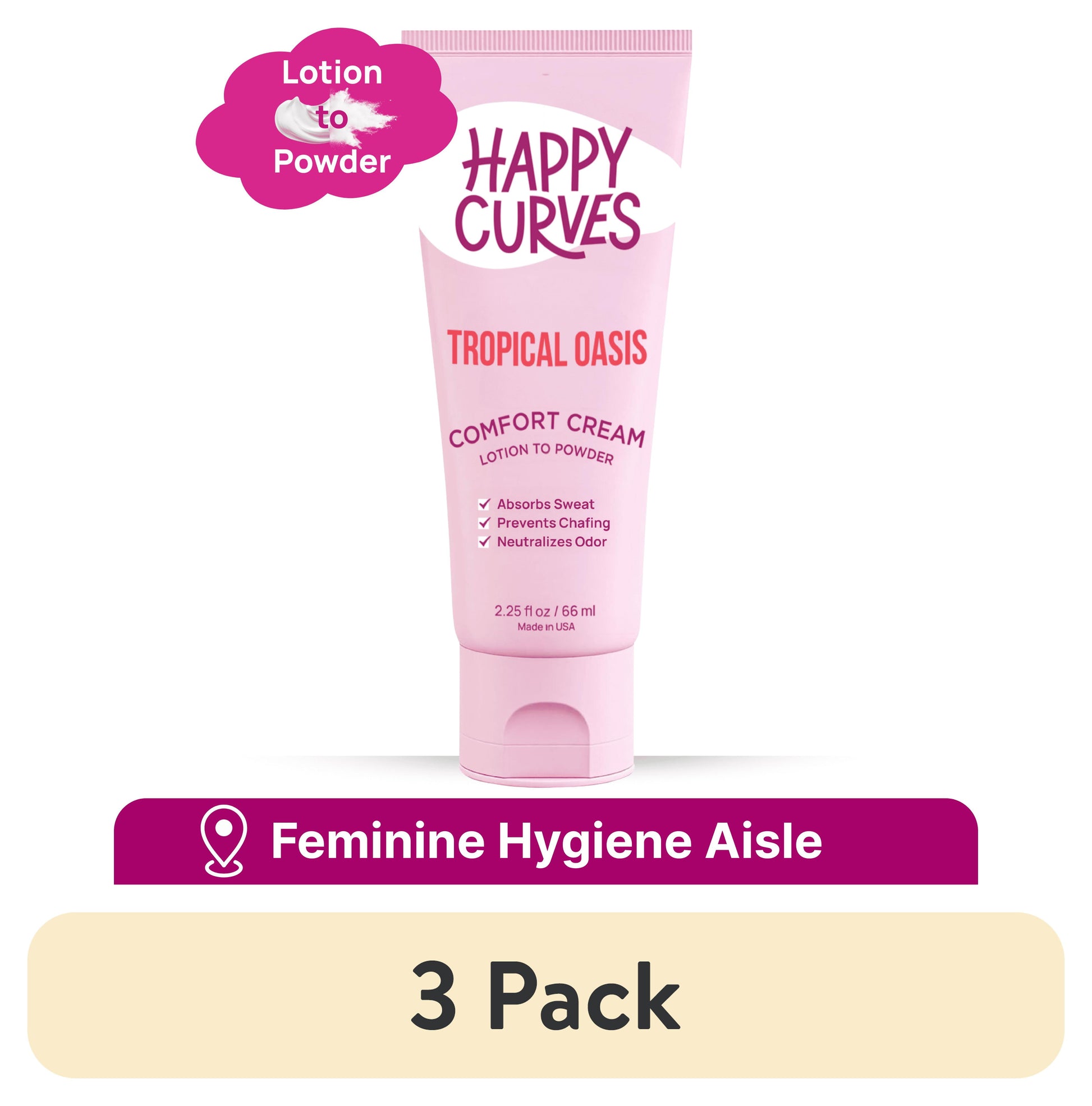 (3 Pack)  Comfort Cream, Aluminum Free Whole Body Deodorant for Women, Tropical Oasis, 2.25 Oz