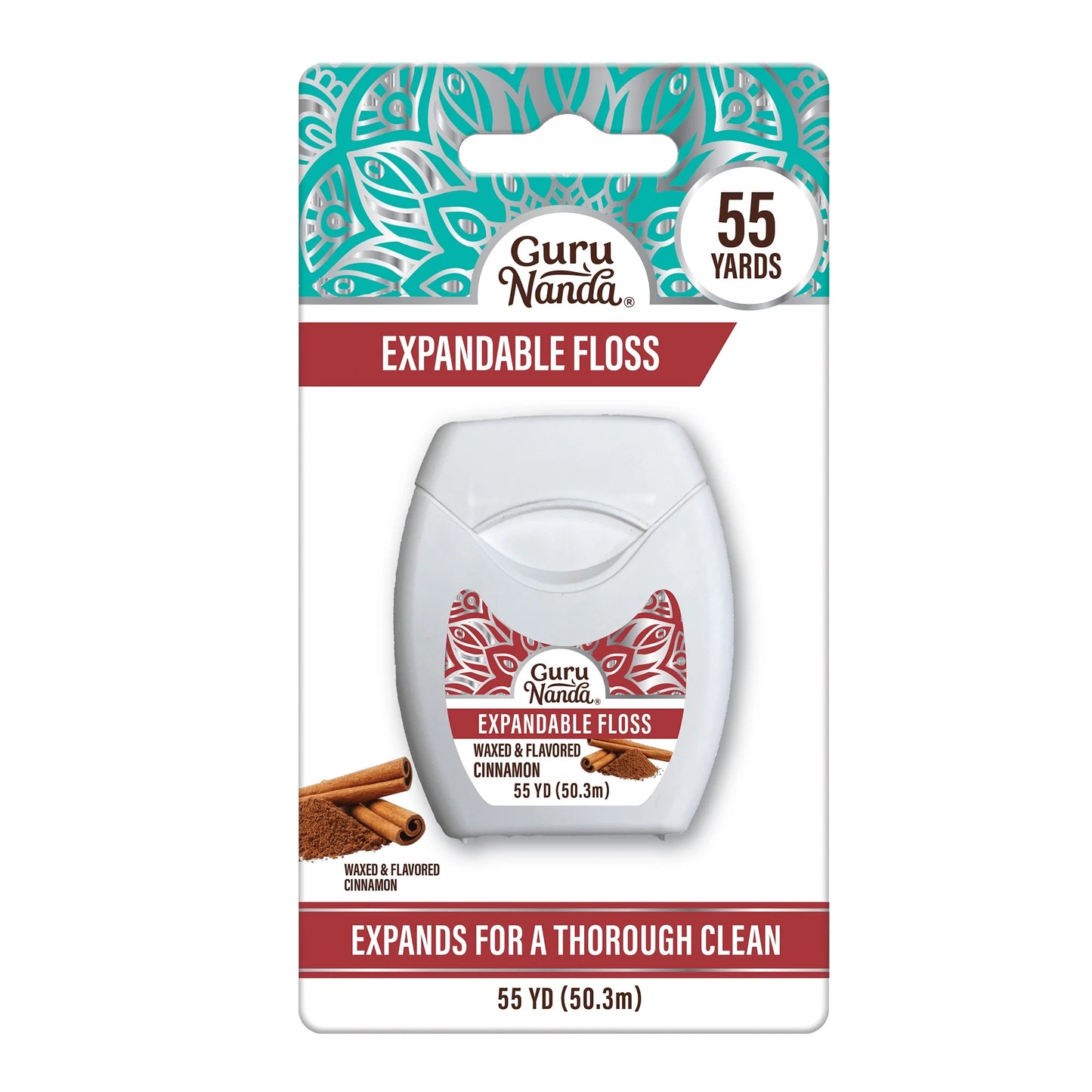 (3 Pack)  Expandable Waxed Dental Floss - Deep Gentle String Floss - Cinnamon Flavor - 55 Yards