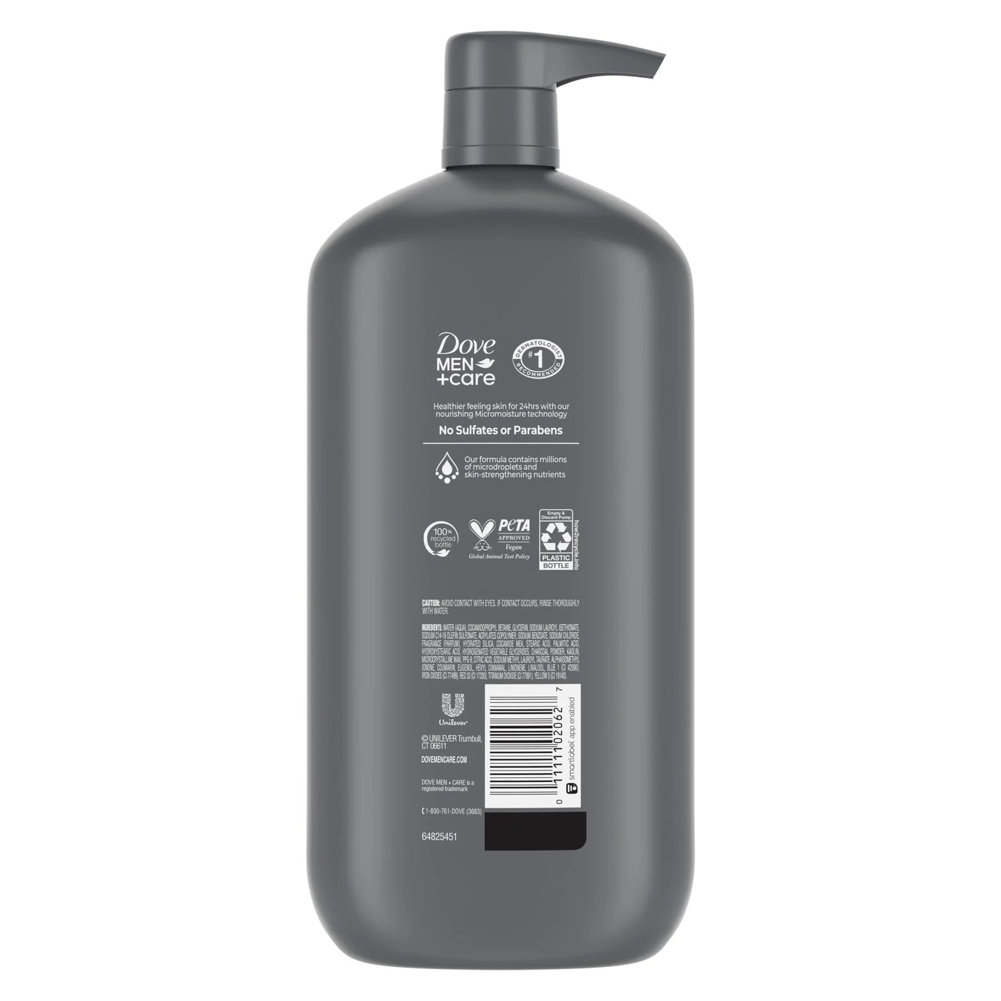 (4 Pack)  Purifying Hydrating Face & Body Wash for Men Charcoal & Clay, 30 Oz
