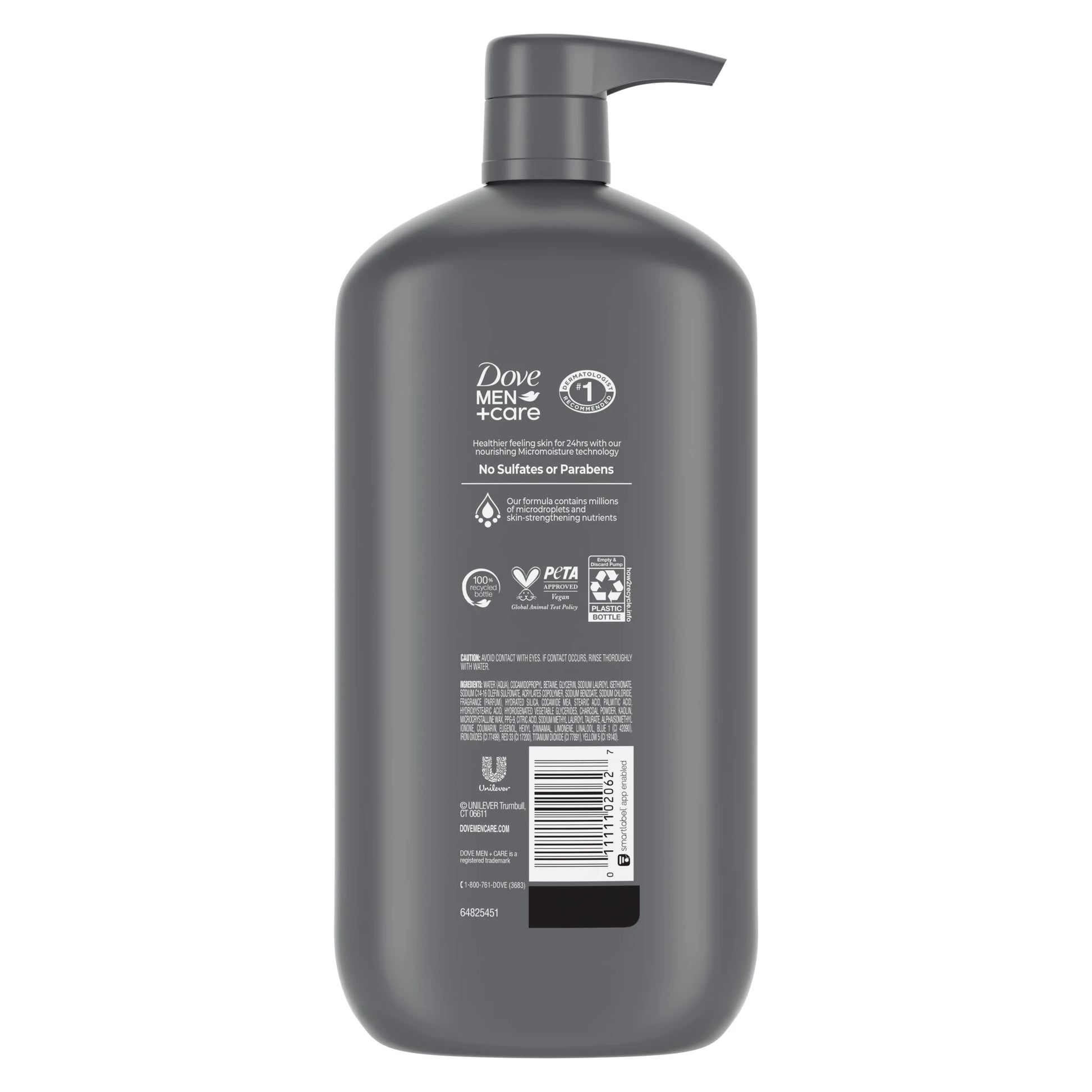 (4 Pack)  Purifying Hydrating Face & Body Wash for Men Charcoal & Clay, 30 Oz