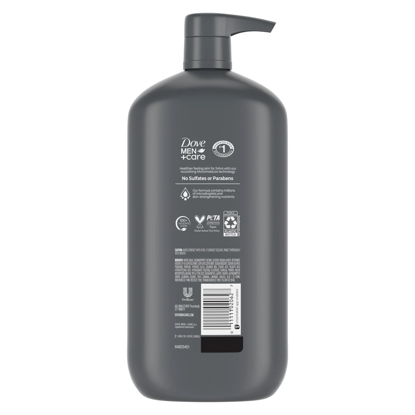 (4 Pack)  Purifying Hydrating Face & Body Wash for Men Charcoal & Clay, 30 Oz
