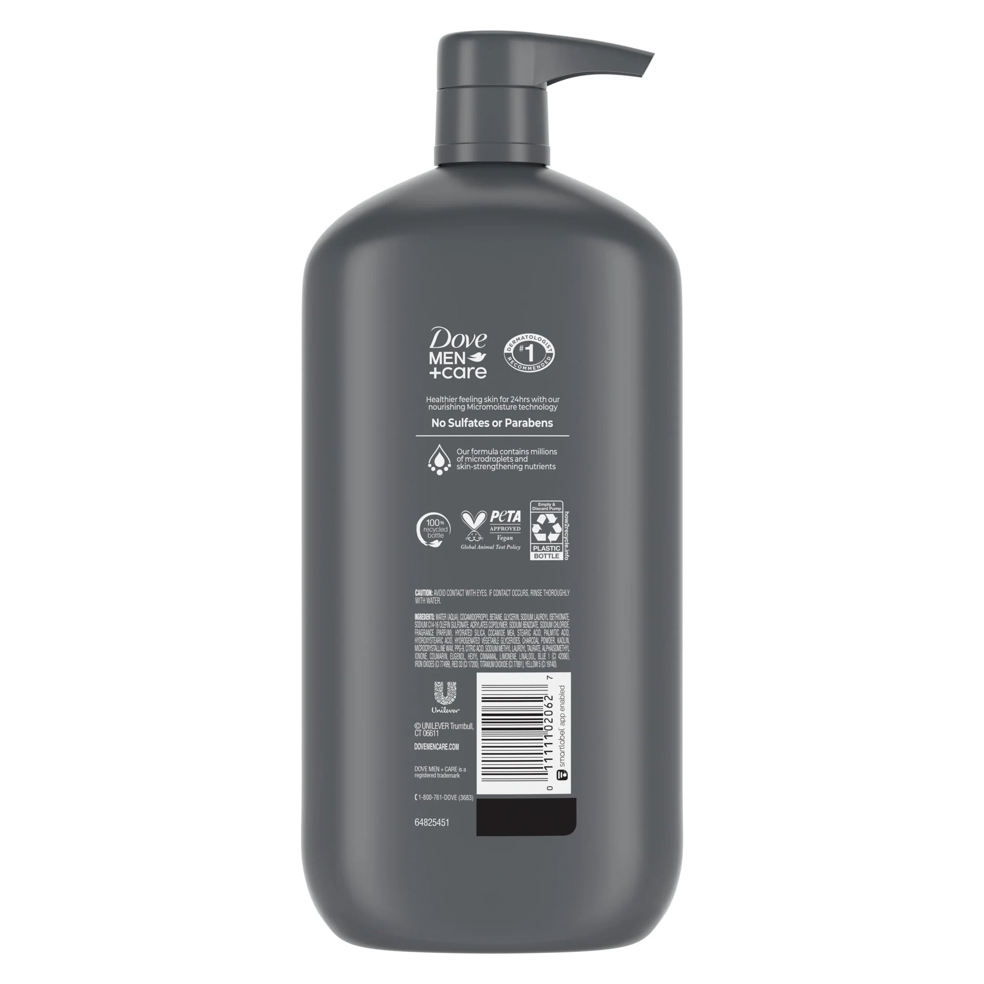 (4 Pack)  Purifying Hydrating Face & Body Wash for Men Charcoal & Clay, 30 Oz