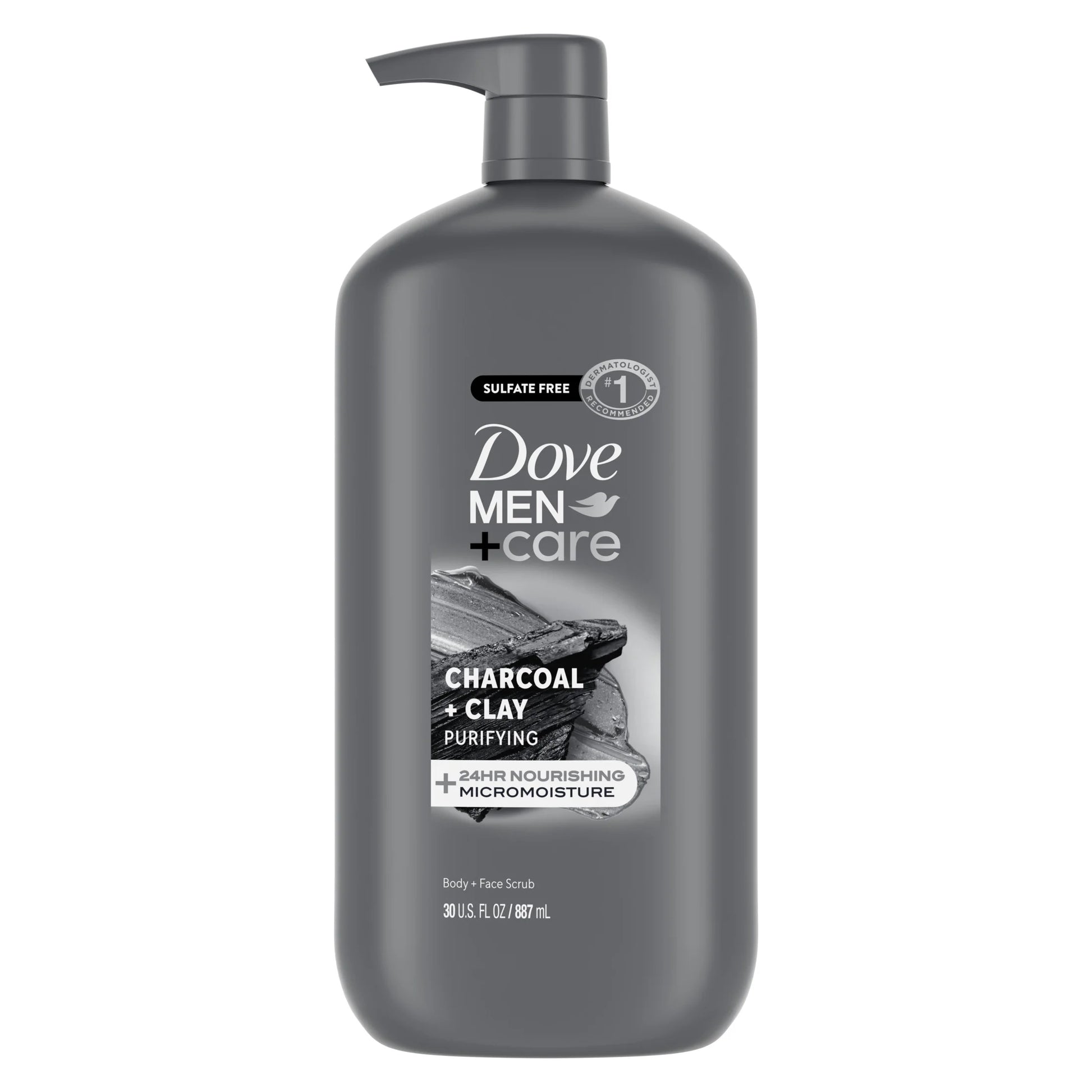 (4 Pack)  Purifying Hydrating Face & Body Wash for Men Charcoal & Clay, 30 Oz